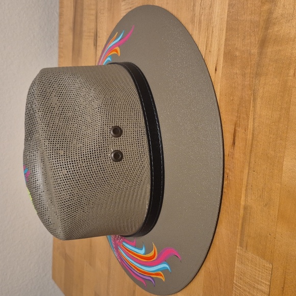 Hand Painted Mexican Artisanal Staw Fedora Hat - Picture 3 of 8